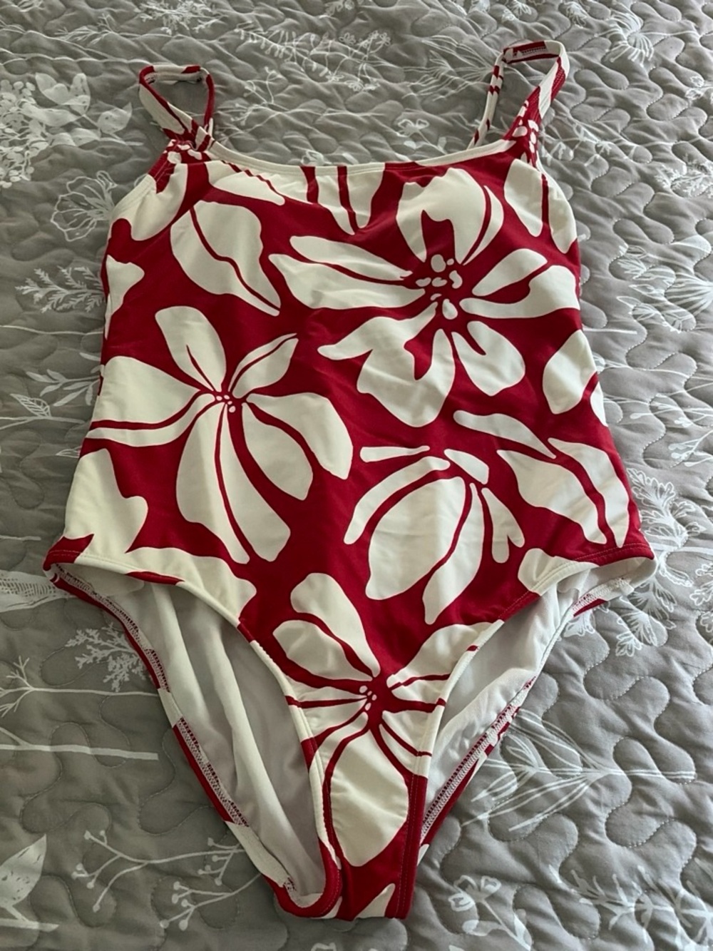 Shade & Shore Red and White Floral One-Piece Swimsuit